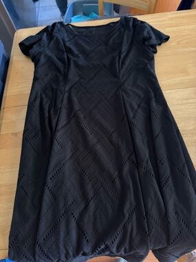 Ronni Nicole Black Eyelet A-Line Midi Dress